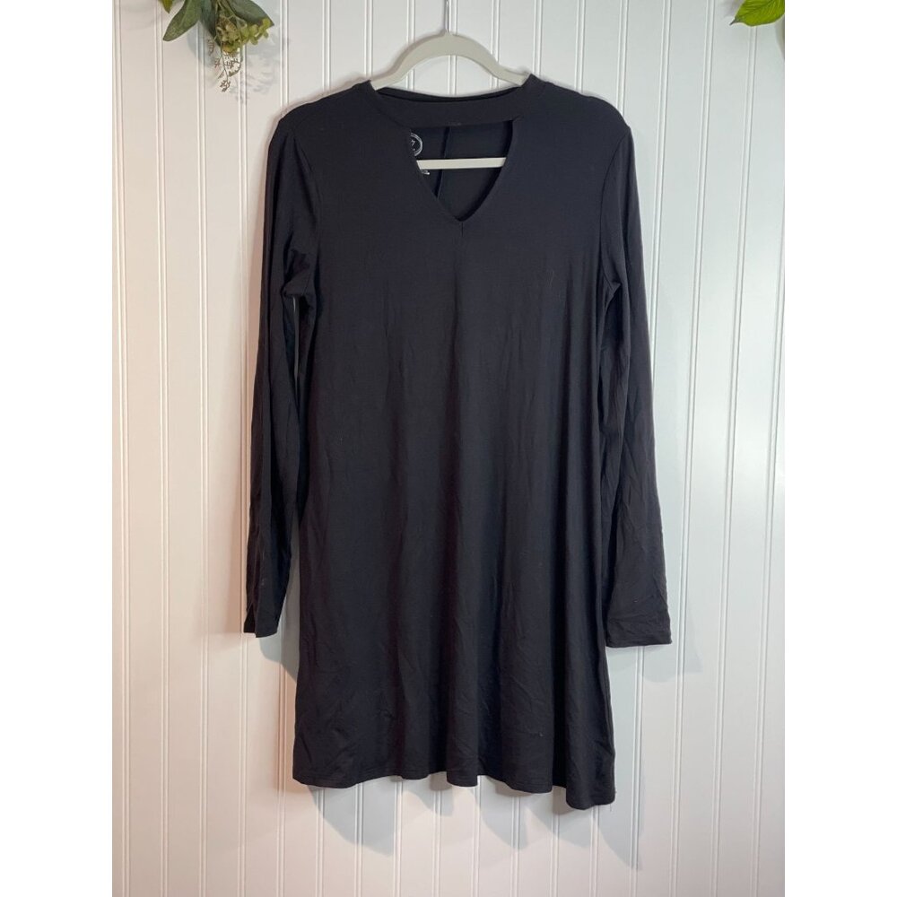 Maurices Long Sleeve Black A-Line Tunic Dress Medium Cotton Blend